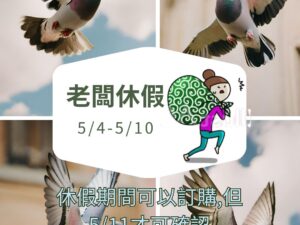 這2天訂單最晚5/3要寄出