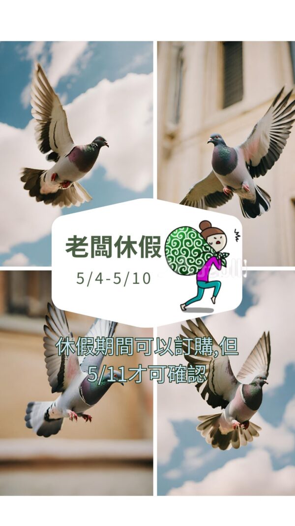 這2天訂單最晚5/3要寄出